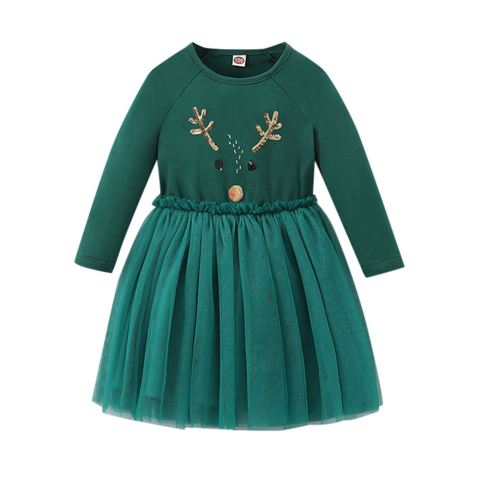 Toddler Girls Dresses Kids Christmas Long Sleeve Print Birthday Party Winter Fall Clothes Princess Dress for Girls Size 3-4T